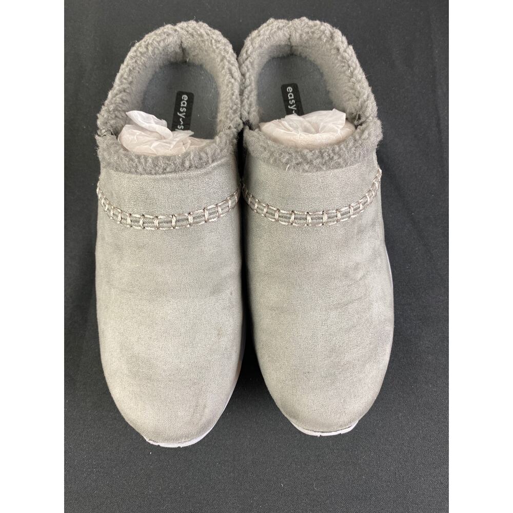 EASY SPIRIT BYNNE Faux Fur Clog Mules Gray 10M - Picture 6 of 6